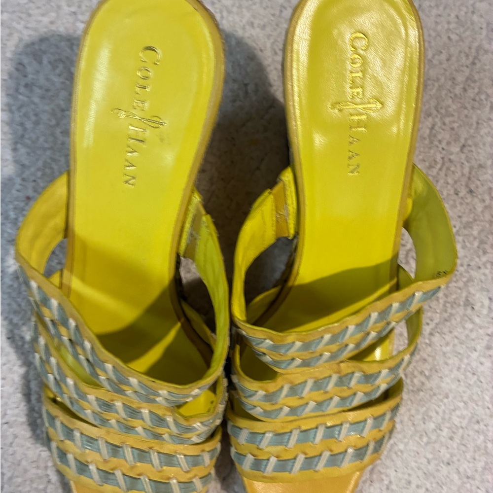 Cole Haan Yellow and Gray Sandals with Woven Design